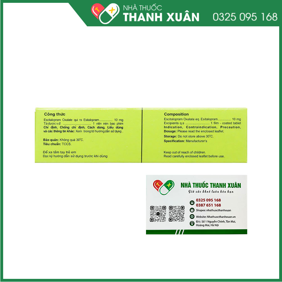 Lupilopram 10mg điều trị trầm cảm trầm trọng, rối loạn lo âu, rồi loạn ám ảnh cưỡng chế